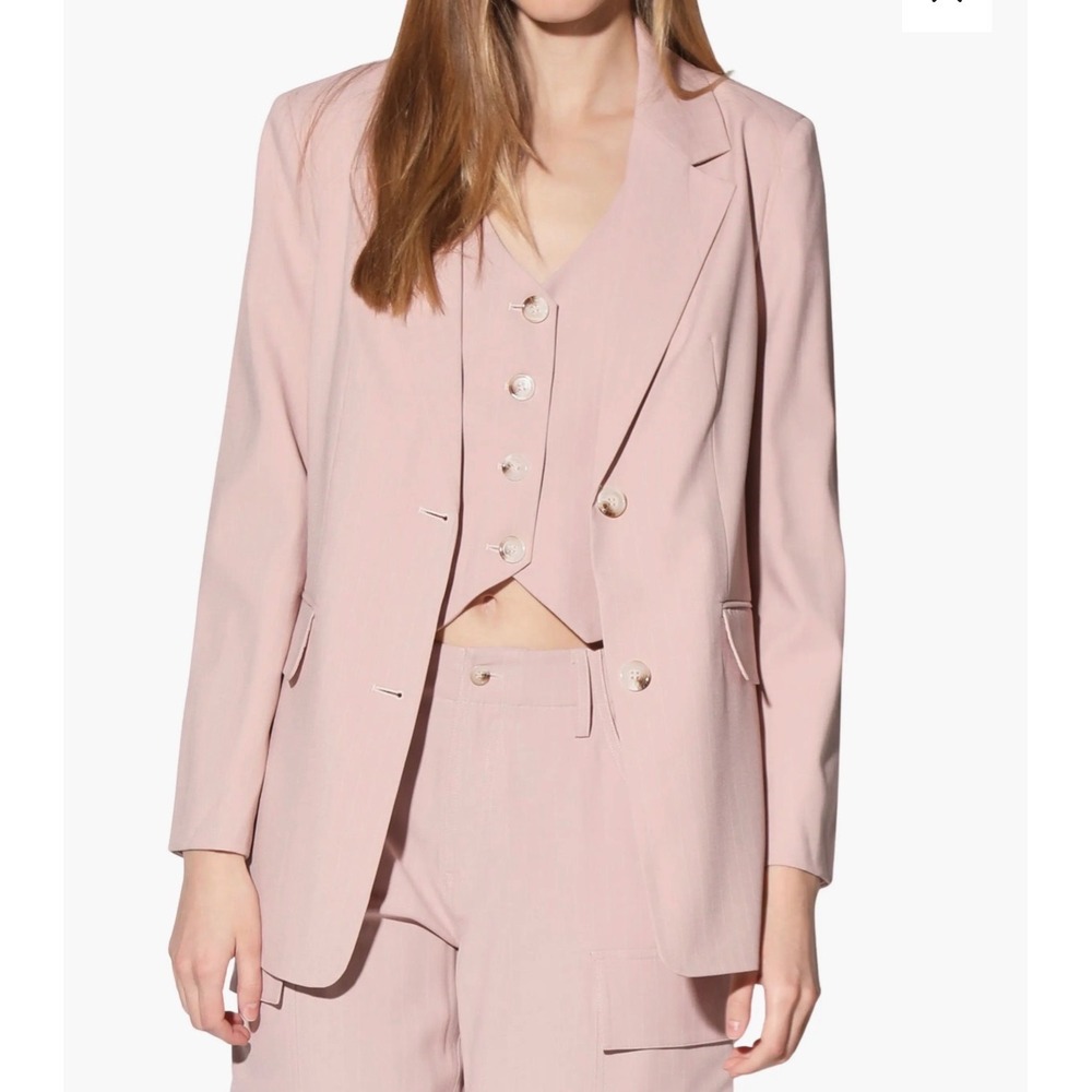 Walter Baker Kendrick Blazer Women Lg Pink NWT Pinstripe Two Button W30623 $298